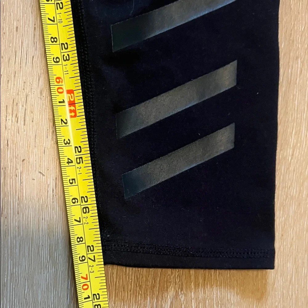 Alo Medium Black Leggings with Striped Design Gently Used